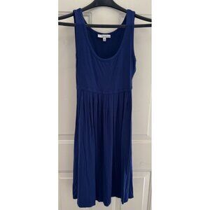 Lucy & Laurel Women Navy Blue Linen Color block Tank Dress Small